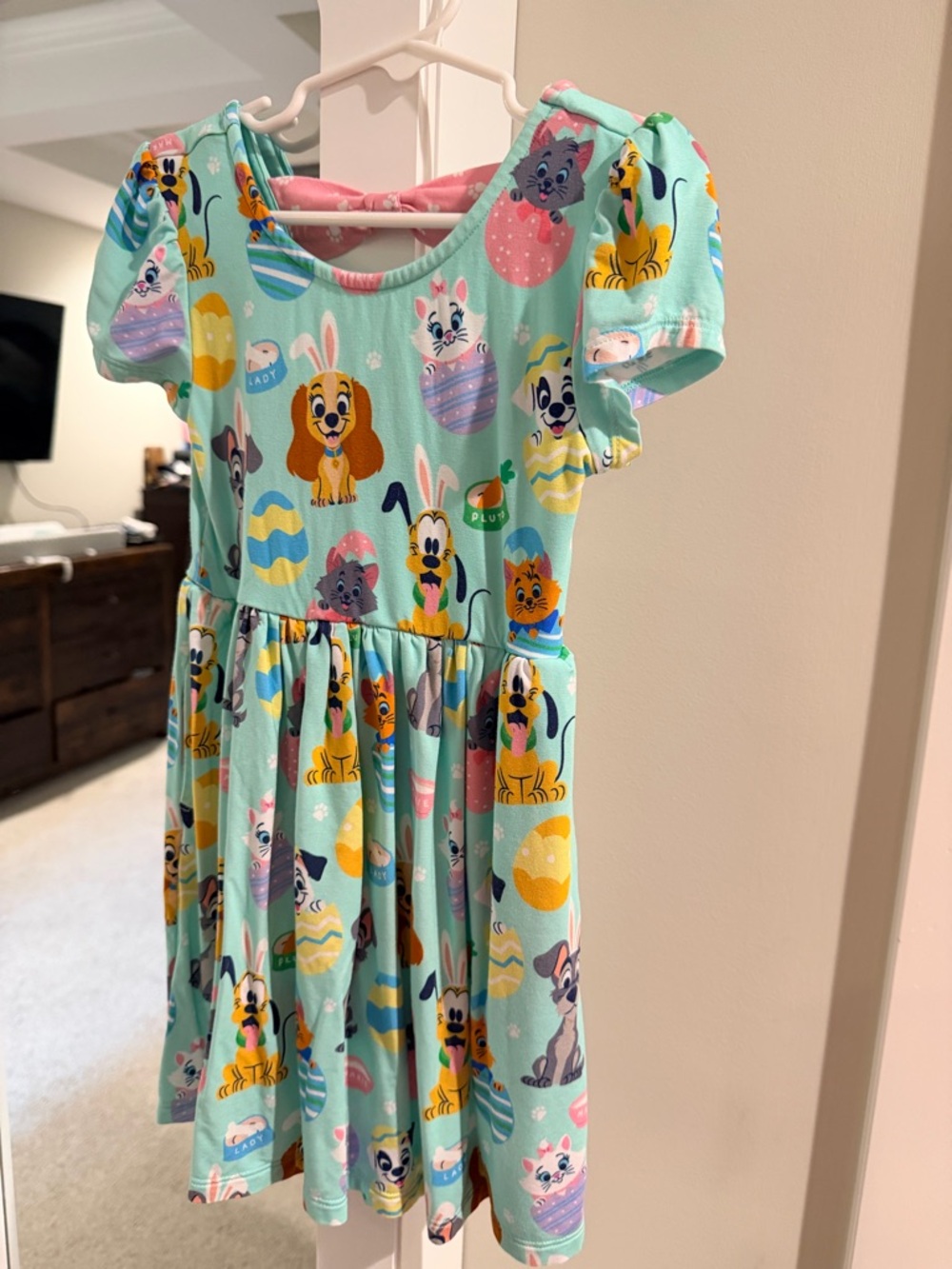 Little sleepies Girls' Aqua Easter Egg Print Dress